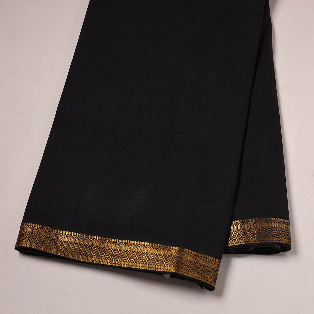 Black - Mangalagiri Handloom Cotton Nizam Zari Border Fabric 33