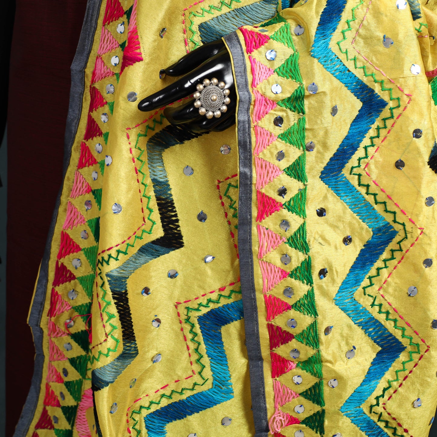 Ranihati Chanderi Silk Zig Zag Hand Embroidery Dupatta 48
