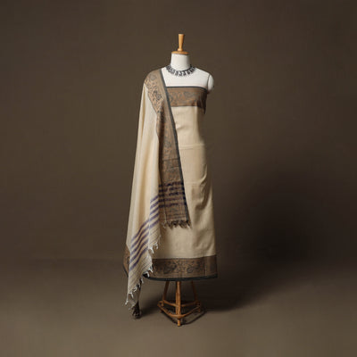 Dharwad Cotton 3pc Unstitched Dress Material Suit Set with Woven Border 64