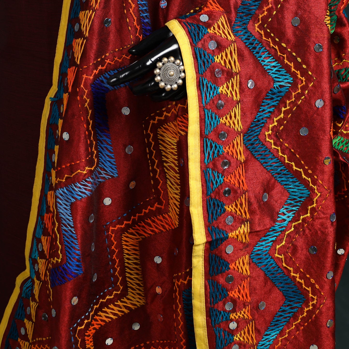 Ranihati Chanderi Silk Zig Zag Hand Embroidery Dupatta 49