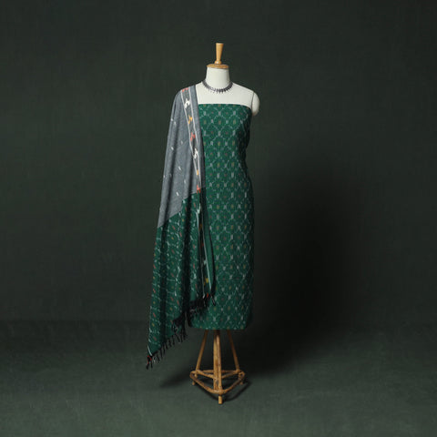 Ikkat Dress Materials - 3PC Pochampally Ikat Unstitched Suit Material | iTokri Ikkat Dress Materials - 3PC Pochampally Ikat Unstitched Suit Material | iTokri
