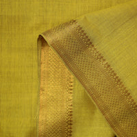 Yellow - Mangalagiri Handloom Cotton Nizam Zari Border Fabric 35