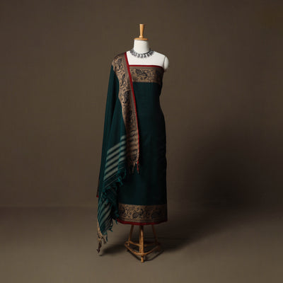 Dharwad Cotton 3pc Unstitched Dress Material Suit Set with Woven Border 63