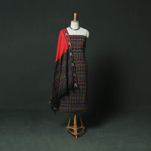 Pochampally Ikat Woven Cotton 3pc Unstitched Dress Material Suit Set 14