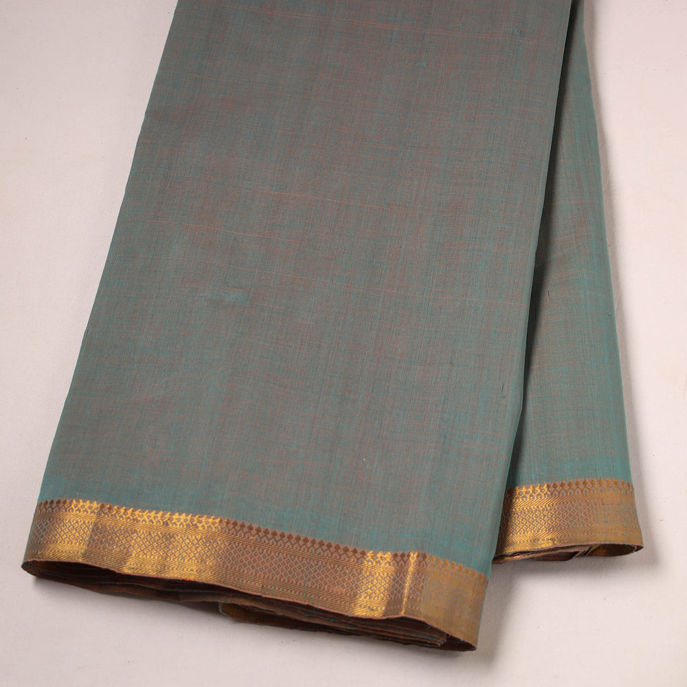 Green - Mangalagiri Handloom Cotton Nizam Zari Border Fabric 38