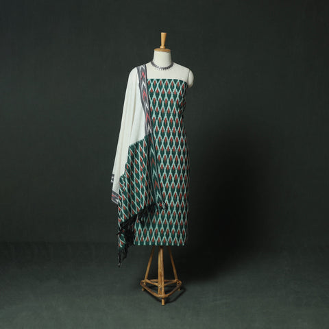 Pochampally Ikat Woven Cotton 3pc Unstitched Dress Material Suit Set 15
