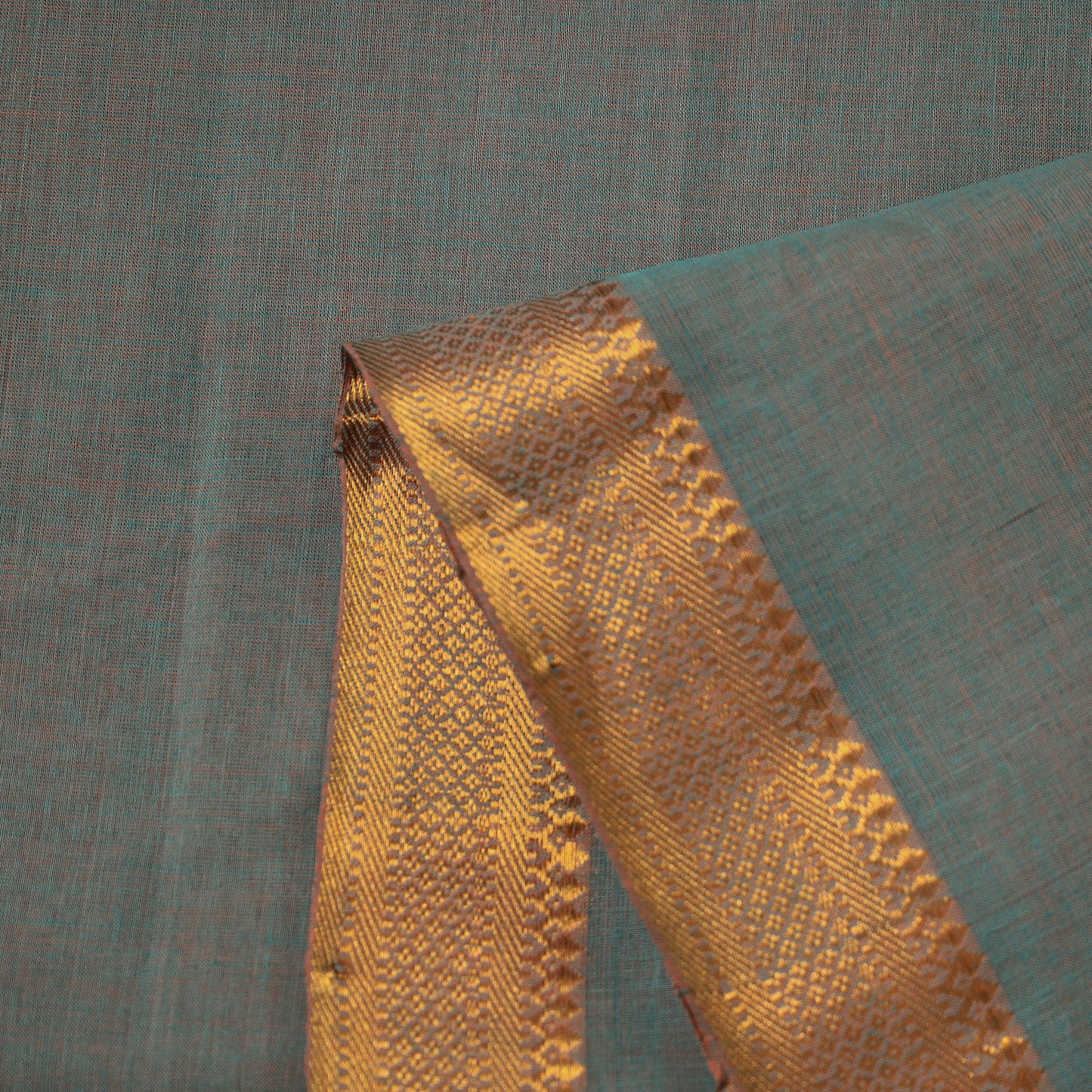 Green - Mangalagiri Handloom Cotton Nizam Zari Border Fabric 38