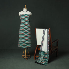 Pochampally Ikat Woven Cotton 3pc Unstitched Dress Material Suit Set 15