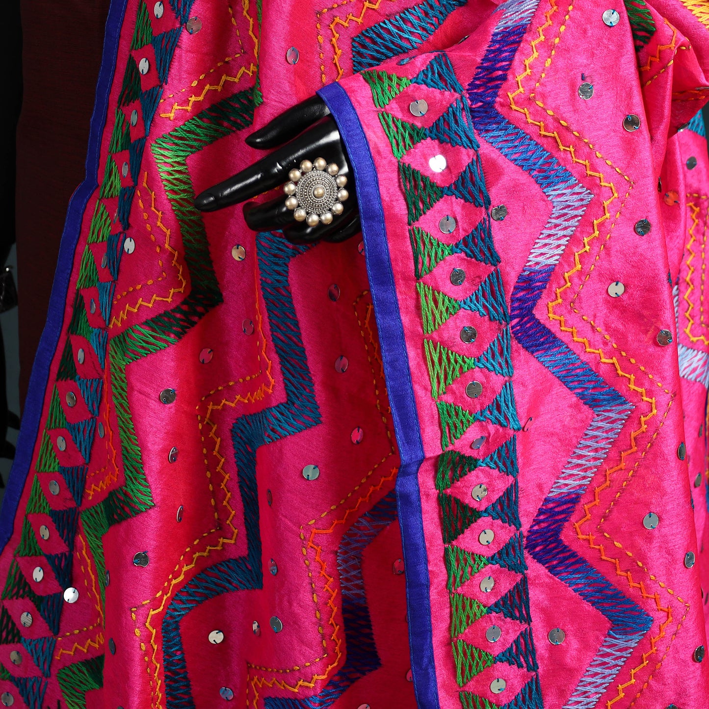 Ranihati Chanderi Silk Zig Zag Hand Embroidery Dupatta 53