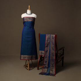 Dharwad Cotton 3pc Unstitched Dress Material Suit Set with Woven Border 61