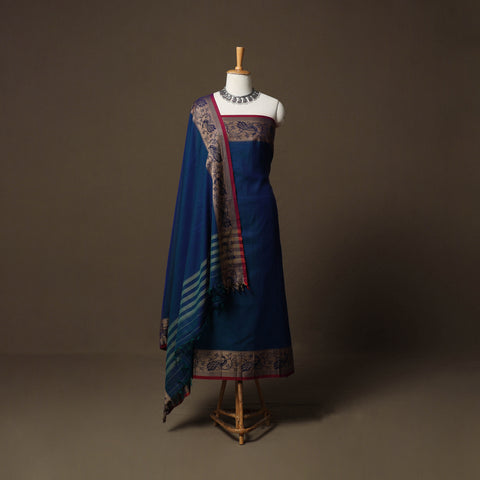 Dharwad Cotton 3pc Unstitched Dress Material Suit Set with Woven Border 61