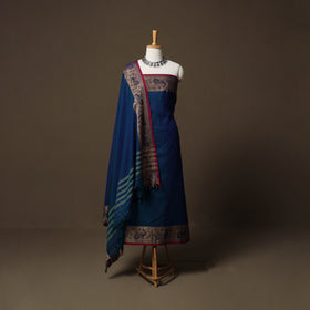 Dharwad Cotton 3pc Unstitched Dress Material Suit Set with Woven Border 61