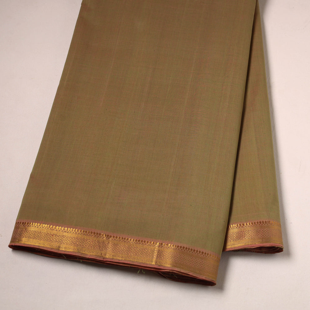 Green - Mangalagiri Handloom Cotton Nizam Zari Border Fabric 41