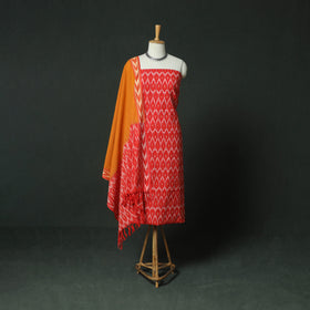 Pochampally Ikat Woven Cotton 3pc Unstitched Dress Material Suit Set 16