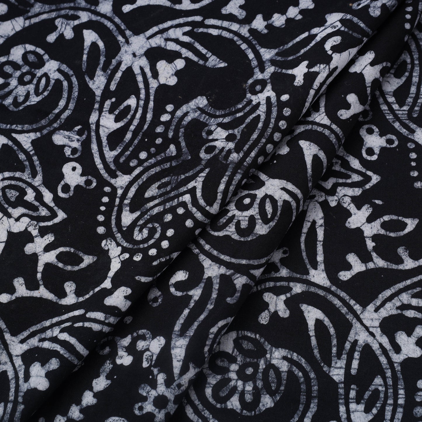 Black Hand Batik Print Cotton Fabric