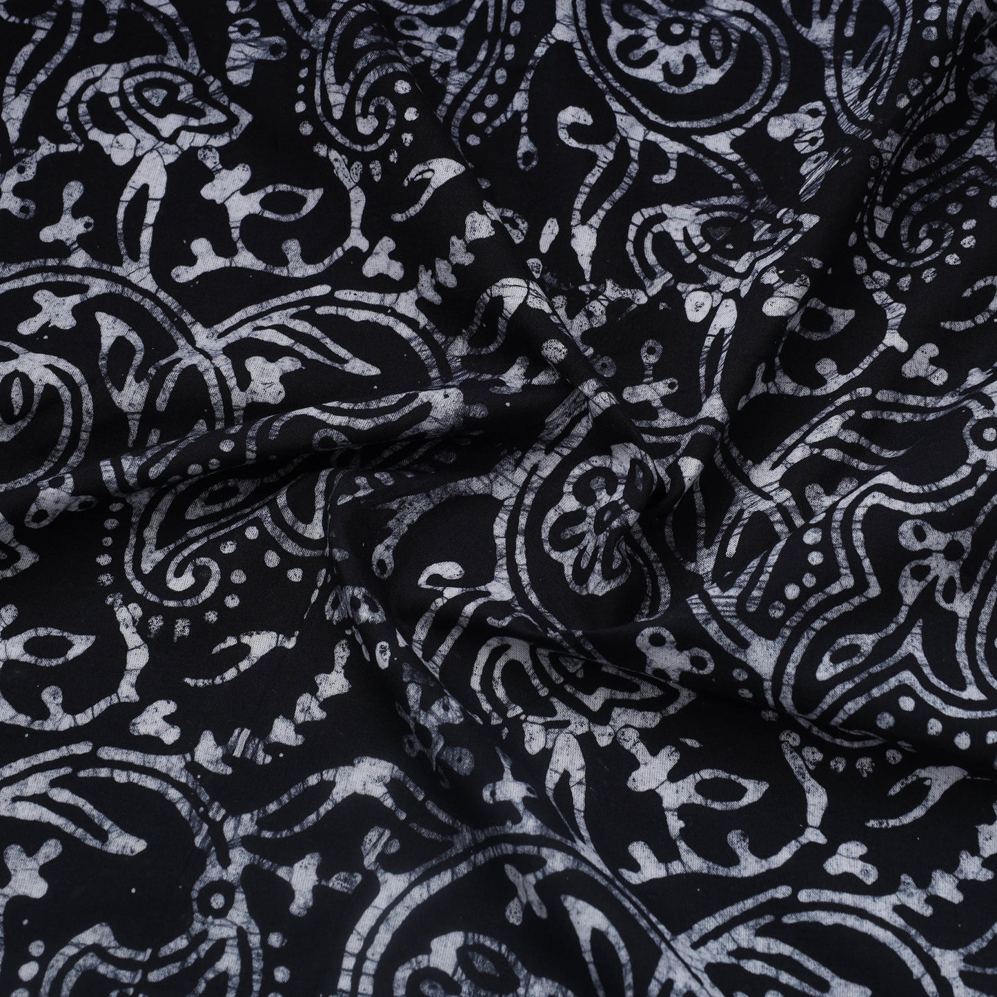 Black Hand Batik Print Cotton Fabric