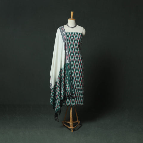 Pochampally Ikat Woven Cotton 3pc Unstitched Dress Material Suit Set 17