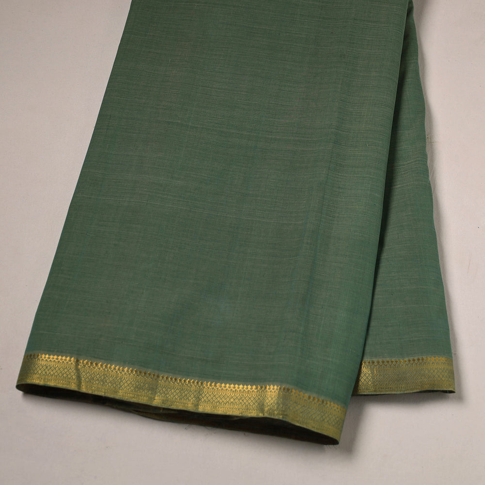 Green - Mangalagiri Handloom Cotton Nizam Zari Border Fabric 42