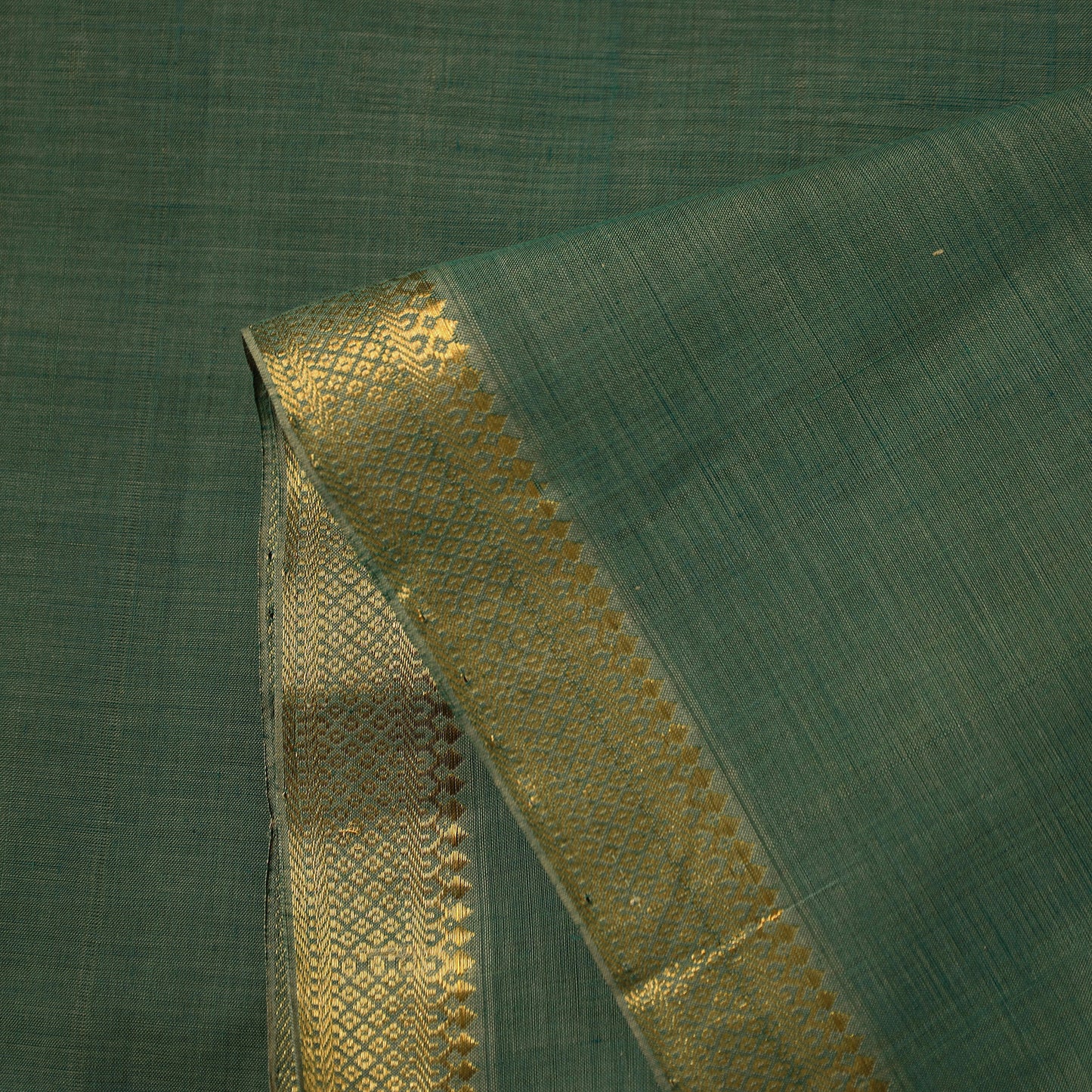 Green - Mangalagiri Handloom Cotton Nizam Zari Border Fabric 42