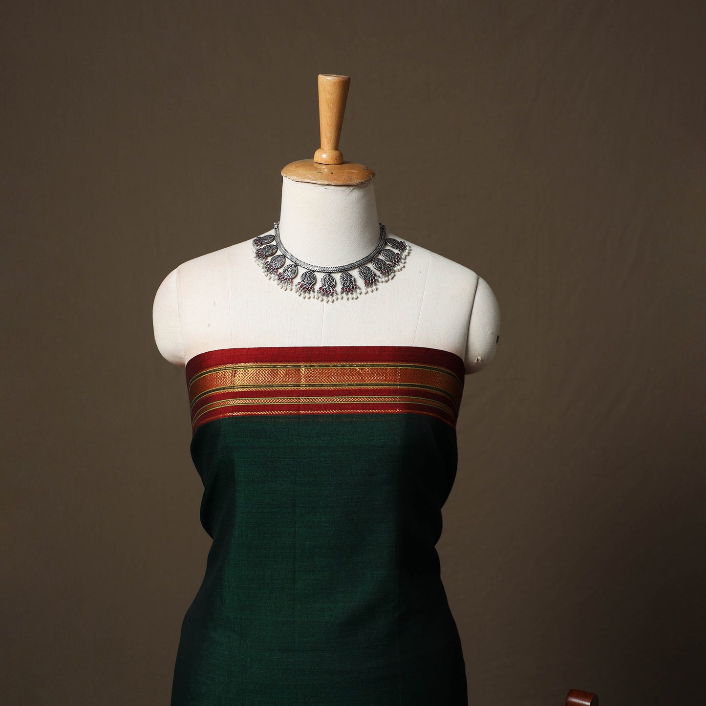 Dharwad Cotton 3pc Unstitched Dress Material Suit Set with Woven Border 59