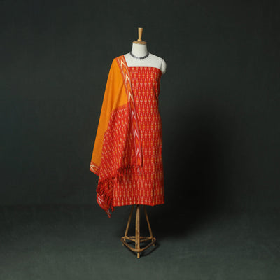 Pochampally Ikat Woven Cotton 3pc Unstitched Dress Material Suit Set 18