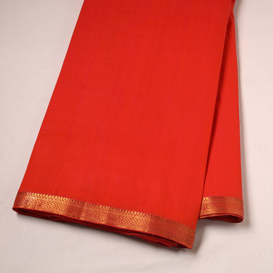 Red - Mangalagiri Handloom Cotton Nizam Zari Border Fabric 45