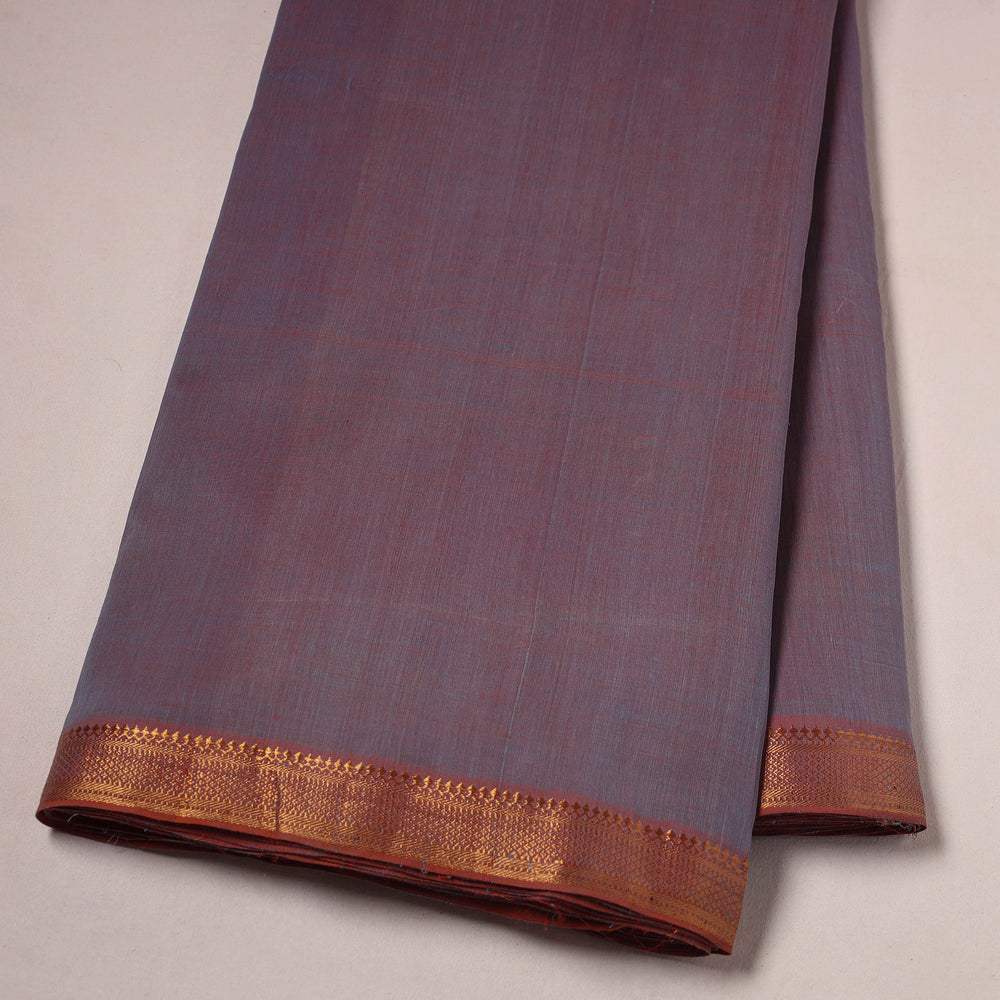 Purple - Mangalagiri Handloom Cotton Nizam Zari Border Fabric 46