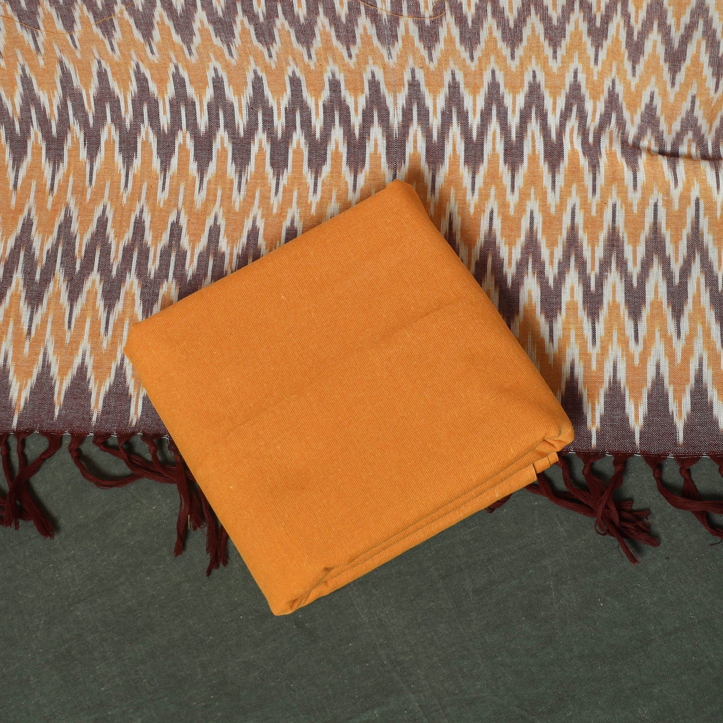 Pochampally Ikat Woven Cotton 3pc Unstitched Dress Material Suit Set 19
