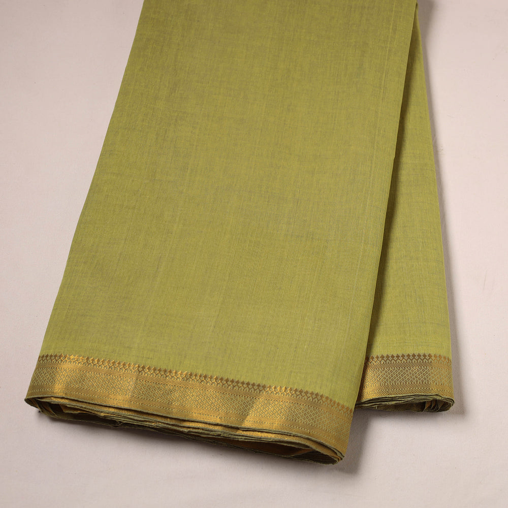 Green - Mangalagiri Handloom Cotton Nizam Zari Border Fabric 47