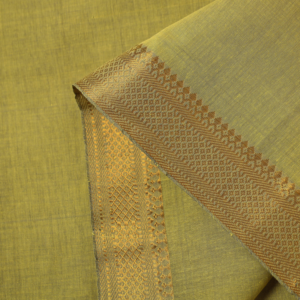 Green - Mangalagiri Handloom Cotton Nizam Zari Border Fabric 47