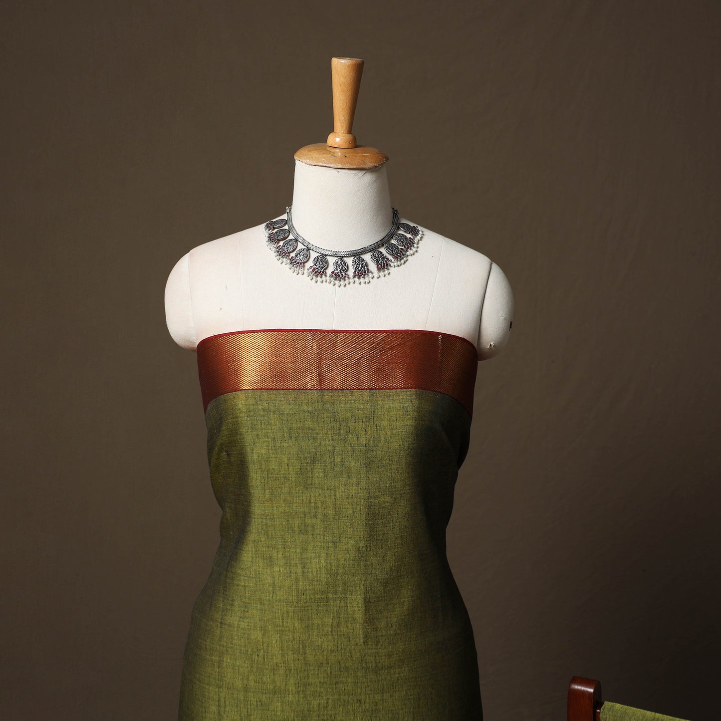 Dharwad Cotton 3pc Unstitched Dress Material Suit Set with Woven Border 56