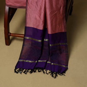 Purple - 3pc Pochampally Ikat Handloom Silk Cotton Unstitched Dress Material 45