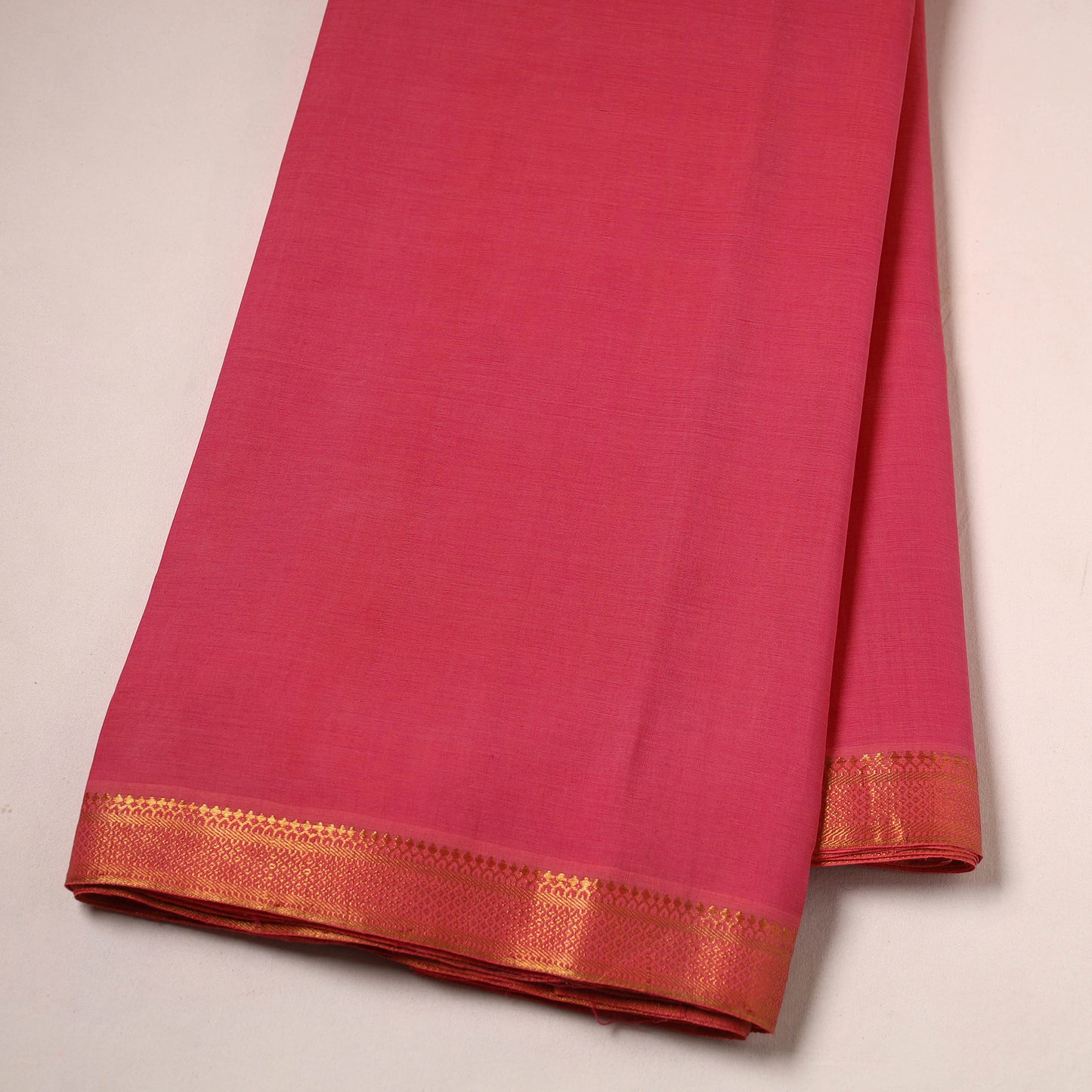 Pink - Mangalagiri Handloom Cotton Nizam Zari Border Fabric 49