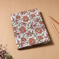 White - Sanganeri Fabric Cover Handmade Paper Notebook (9 x 7 in)