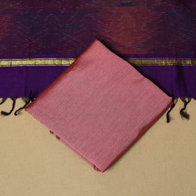 Purple - 3pc Pochampally Ikat Handloom Silk Cotton Unstitched Dress Material 45