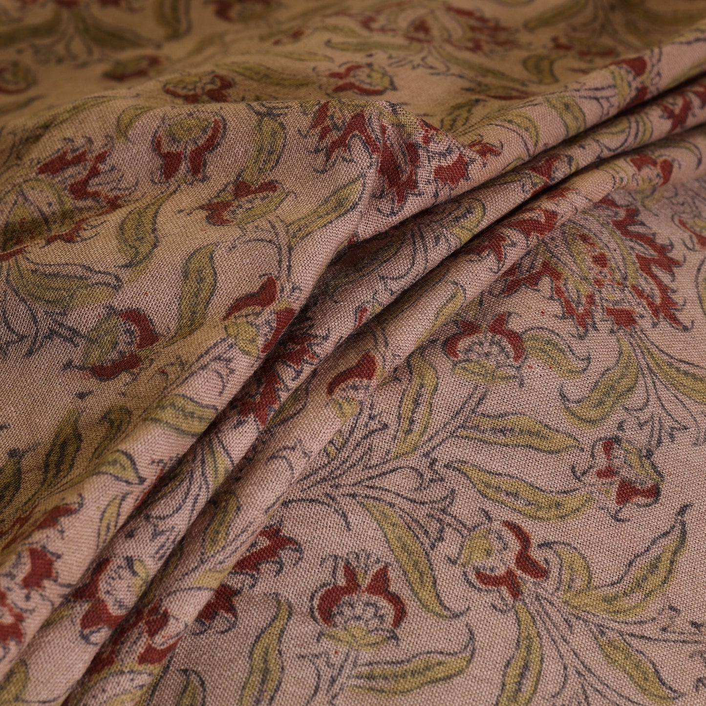 Beige - pedana handwoven wool natural dyed kalamkari fabric