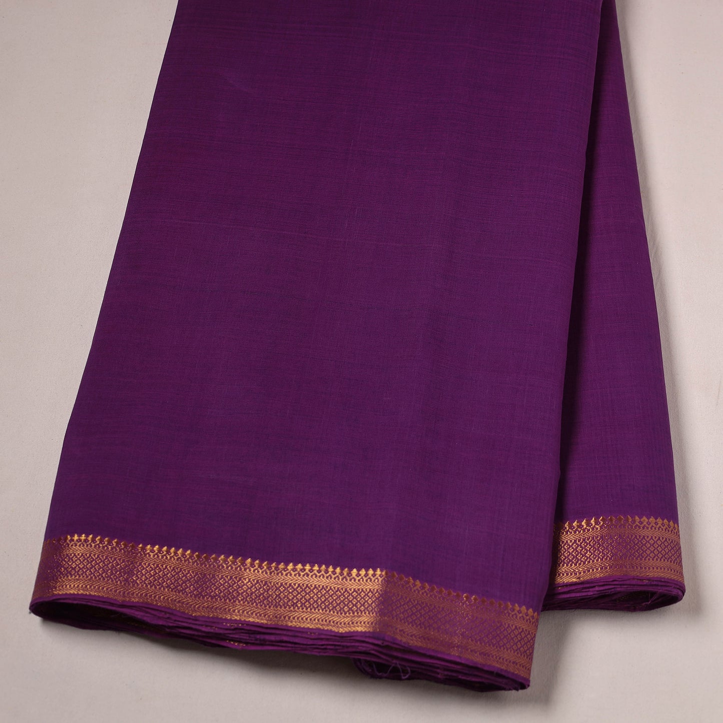 Purple - Mangalagiri Handloom Cotton Zari Border Fabric 01