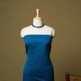 Blue - 3pc Pochampally Ikat Handloom Silk Cotton Unstitched Dress Material 46