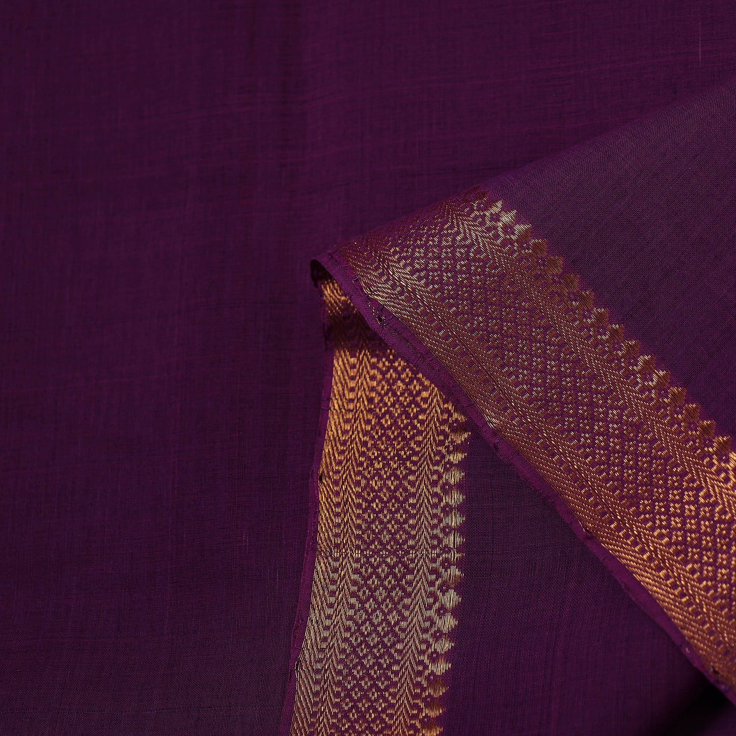 Purple - Mangalagiri Handloom Cotton Zari Border Fabric 01