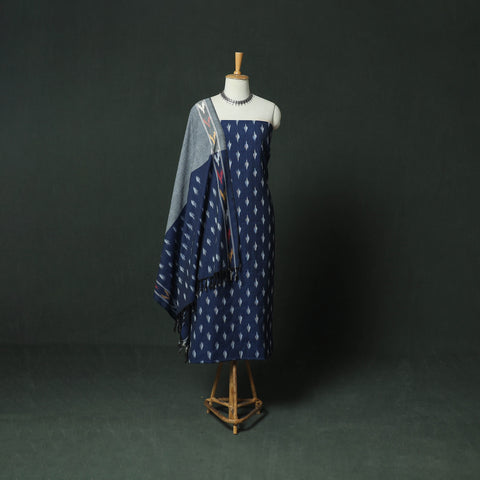 Pochampally Ikat Woven Cotton 3pc Unstitched Dress Material Suit Set 22