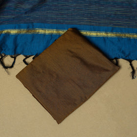 Blue - 3pc Pochampally Ikat Handloom Silk Cotton Unstitched Dress Material 46