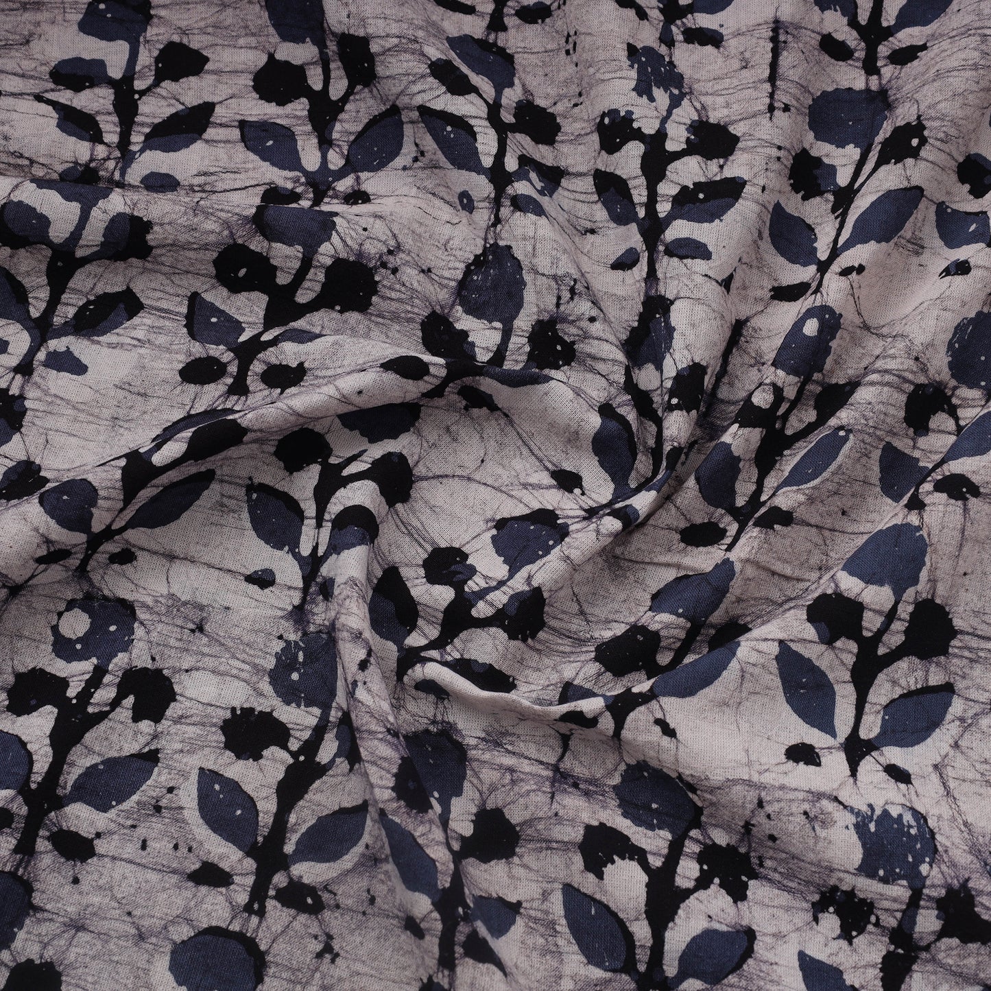 Grey Cotton Kutch Hand Batik Print Fabric