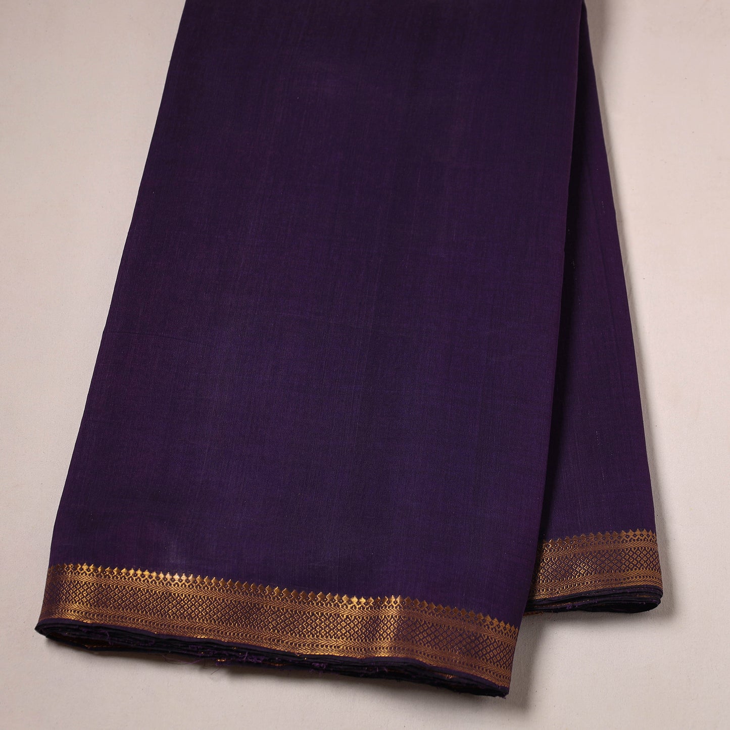 Purple - Mangalagiri Handloom Cotton Zari Border Fabric 03