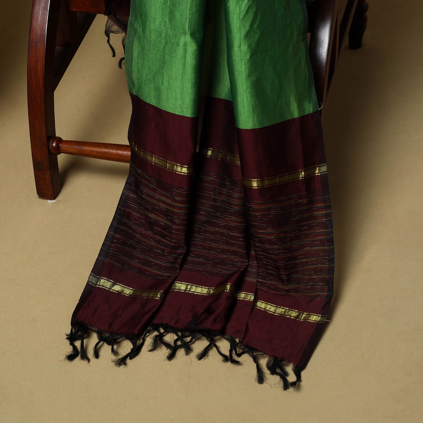 Maroon - 3pc Pochampally Ikat Handloom Silk Cotton Unstitched Dress Material 48