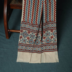 Hand Block Print Natural Dyed Cotton Ajrakh 3pc Unstitched Dress Material Suit Set 06