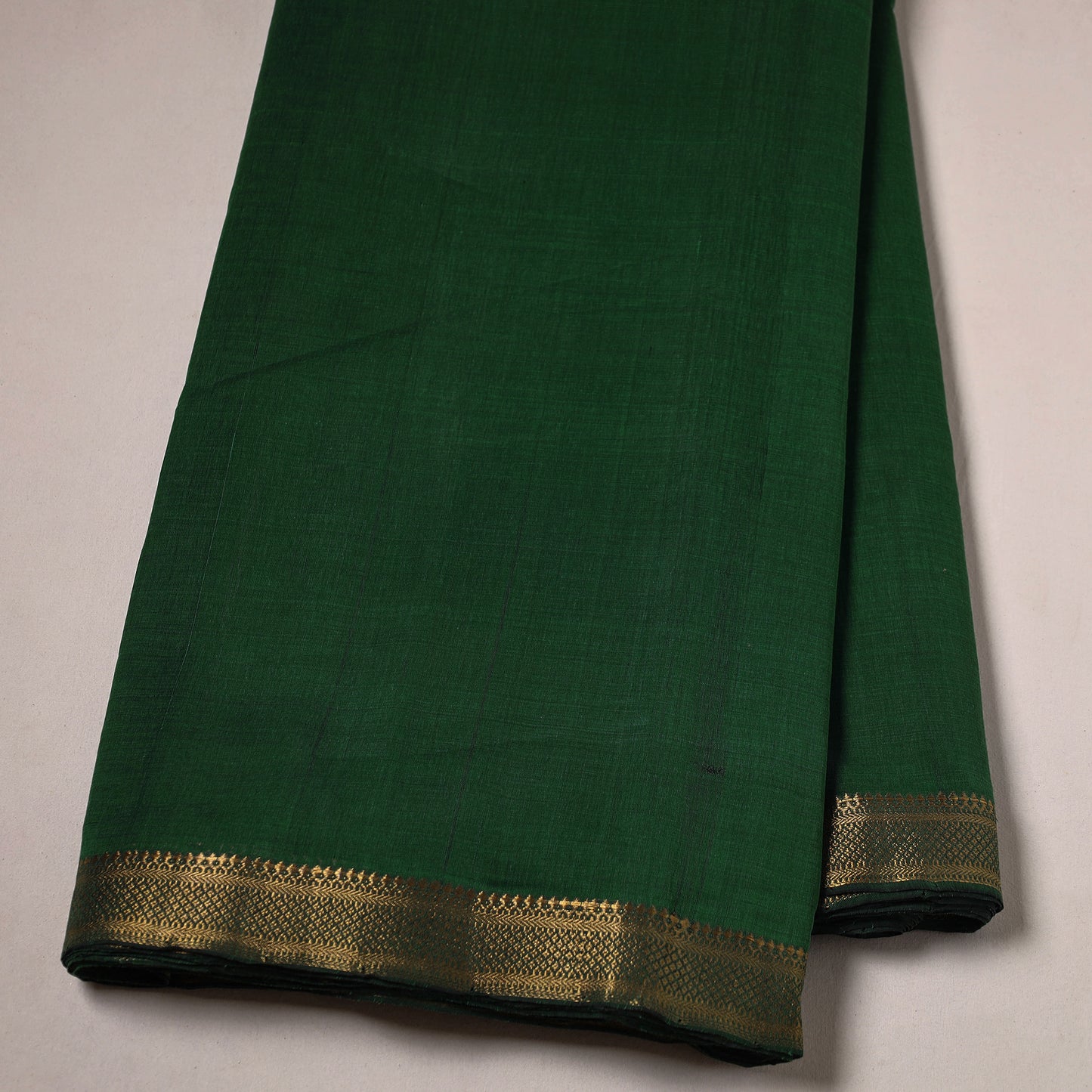 Green - Mangalagiri Handloom Cotton Zari Border Fabric 04