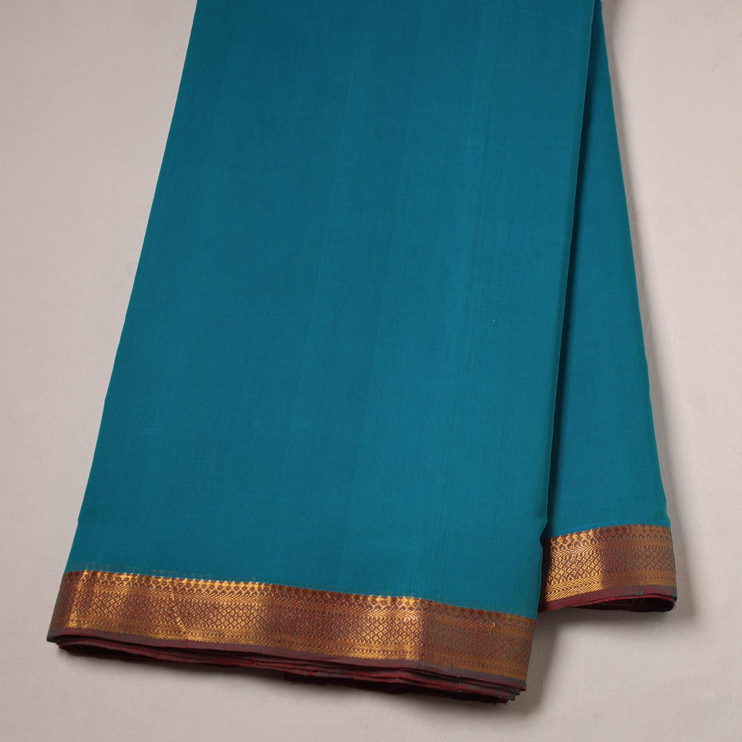 Blue - Mangalagiri Handloom Cotton Zari Border Fabric 06