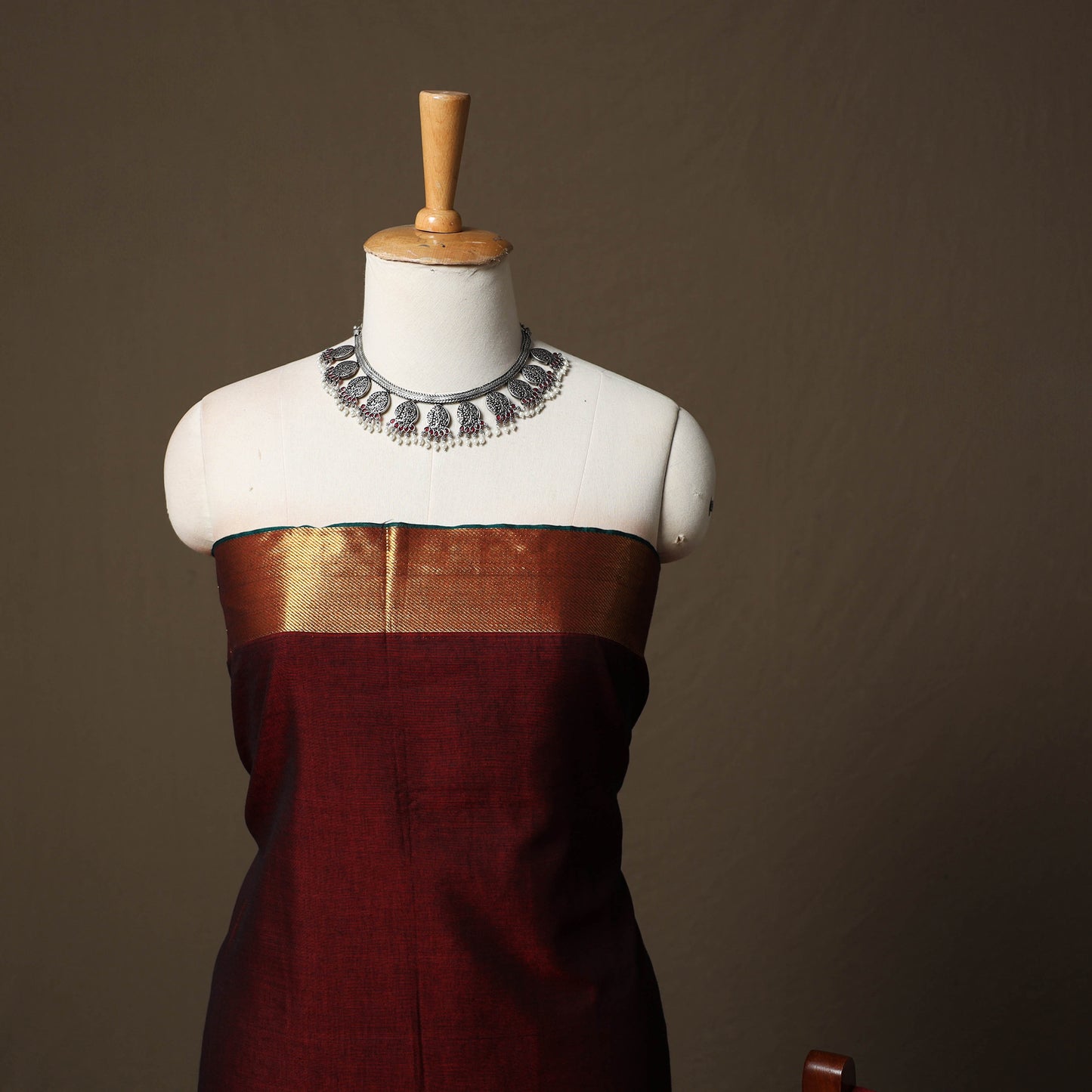 Dharwad Cotton 3pc Unstitched Dress Material Suit Set with Woven Border 51