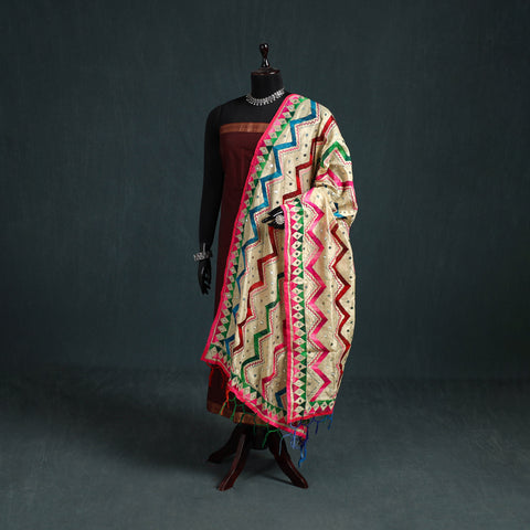 Ranihati Chanderi Silk Zig Zag Hand Embroidery Dupatta 69