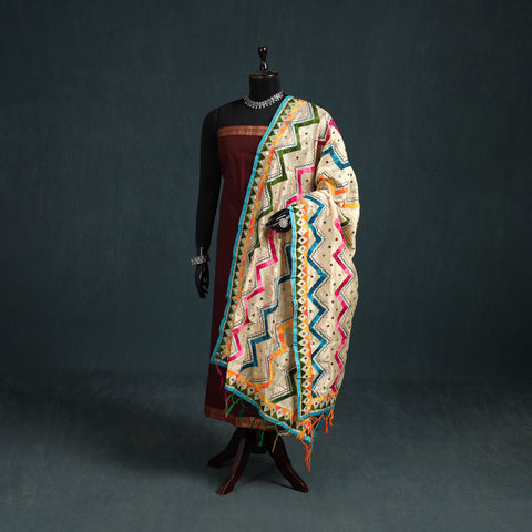 Ranihati Chanderi Silk Zig Zag Hand Embroidery Dupatta 70